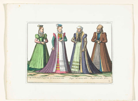 Four women dressed according to German fashion in Augsburg, c. 1580, anonymous, 1872 - 1875 Canvas Print