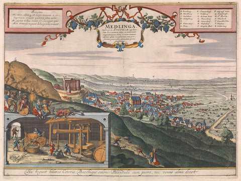 View of Medlinga/Mödling, Wenceslaus Hollar, 1617 Canvas Print