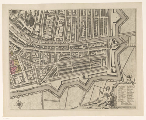 Map of Leiden (part bottom right), Christiaan Hagen, in or after 1750 - in or after 1807 Canvas Print