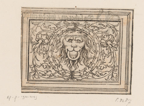 Model for an ornament with a lion's head, anonymous, Hans Sebald Beham, 1565 Canvas Print