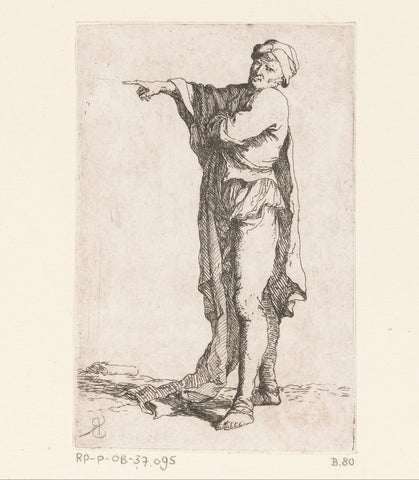 Pointing man, Salvator Rosa, c. 1656 - c. 1657 Canvas Print
