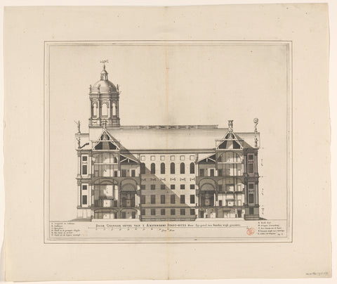 Cross section of the Town Hall on Dam Square, by its width, Dancker Danckerts (possibly), 1661 Canvas Print