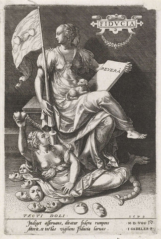 Trust (Fiducia) overcomes Covert Deception (Tecti doli), Johann Sadeler (I), 1579 Canvas Print