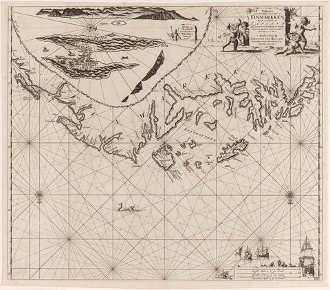 Map of part of the coast of Finnmark, Jan Luyken, 1681 - 1799 Canvas Print