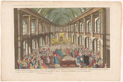 View of the marriage of Louis XVI, King of France, and Marie Antoinette, Queen of France, in the chapel of the Palace of Versailles on May 16, 1770, Basset, 1700 - 1799 Canvas Print