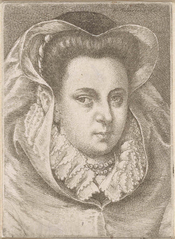 Portrait of a woman with a white veil and black hood, Wenceslaus Hollar, 1645 Canvas Print