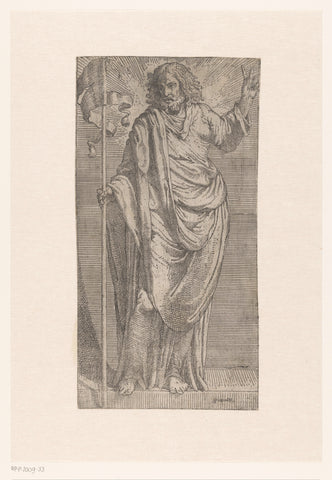 Christ with banner, Bartolomeo Passarotti, 1539 - 1592 Canvas Print