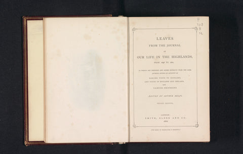 Leaves from the journal of our life in the Highlands from 1848 to 1861, Arthur Helps, 1868 Canvas Print