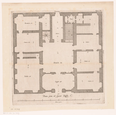 Plan of the ground floor of the Villa Spinola di San Pietro in Genoa, Nicolaes Ryckmans, 1622 Canvas Print