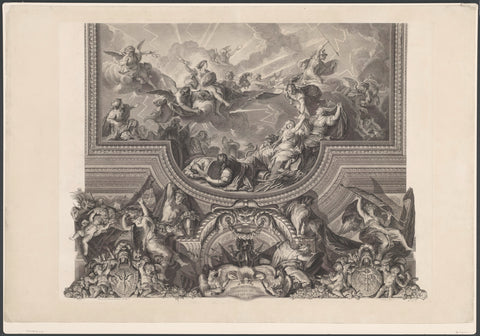 Ceiling painting in the Grande Galerie van Versailles, Nicolas de Beauvais, 1752 Canvas Print