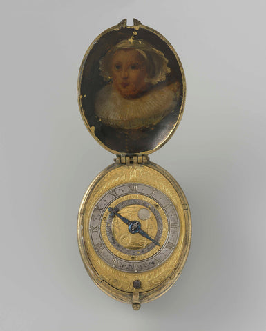 Pendant Watch, with Indicators for the Date and Phases of the Moon, and an Aspectarium, Wybe Wijbrants, c. 1610 - c. 1625 Canvas Print