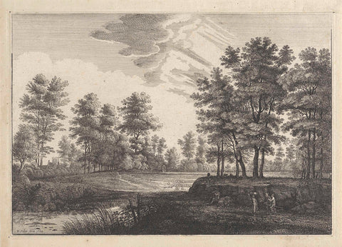 Landscape with figures and a flock of sheep, Wenceslaus Hollar, 1644 Canvas Print