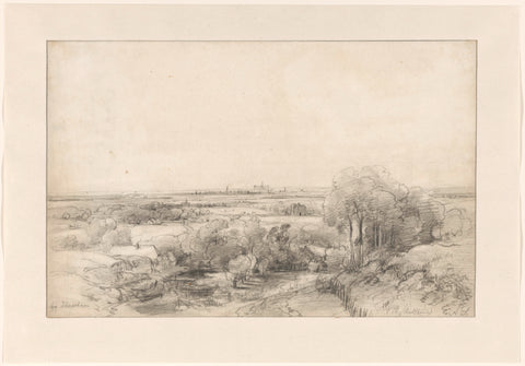 Panoramic view of Haarlem and the ruins of Brederode, Andreas Schelfhout, c. 1839 Canvas Print