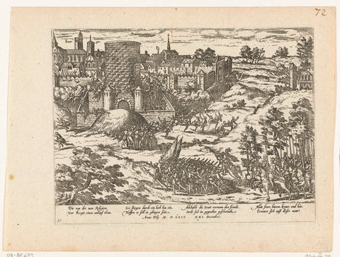 Attack of the Huguenots on Bourges foiled, 1569, Frans Hogenberg, 1565 - 1573 Canvas Print