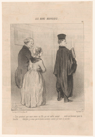 Lawyer shows his gown to his proud parents, Honoré Daumier, 1846 Canvas Print