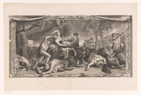 Hercules fights the Centaurs, Louis Desplaces, 1709 - c. 1740 Canvas Print