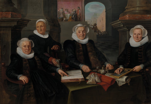 Three Regentesses and the ‘House Mother’ of the Amsterdam Lepers’ Asylum, Werner van den Valckert, 1624 Canvas Print