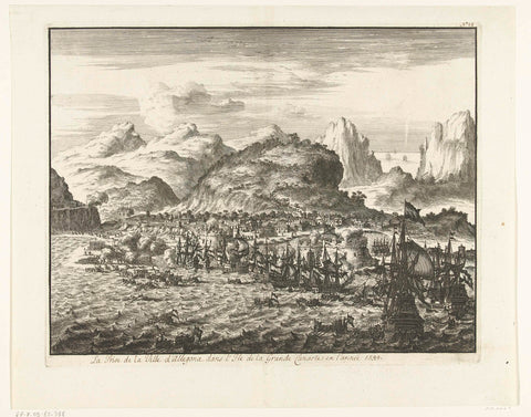 Conquest of Gran Canaria by the fleet under admiral Pieter van der Does, 1599, Willem Swidde (attributed to), 1730 Canvas Print