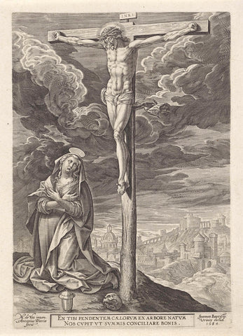 Christ on the cross, Antonie Wierix (II), 1584 Canvas Print