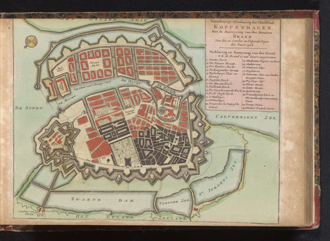 Map of Copenhagen, after the fire of 1728, anonymous, 1735 Canvas Print