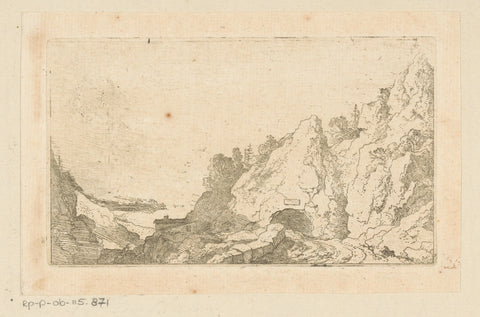 Landscape with tunnel through a rocky outcry, Christian Wilhelm Ernst Dietrich, 1722 - 1774 Canvas Print