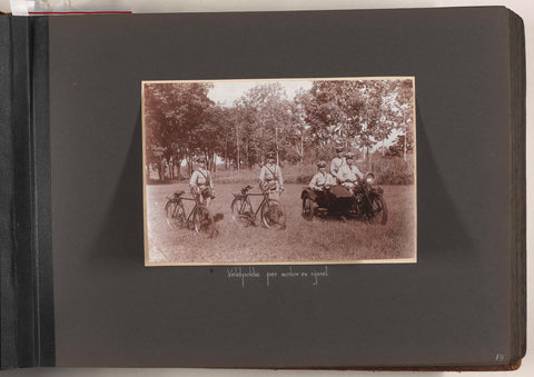 Field police by motorcycle and bicycle, anonymous, 1925 - 1931 Canvas Print