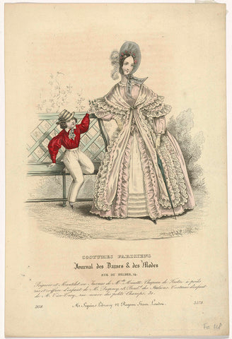 Journal des Dames et des Modes, Costumes Parisiens, 1838, (3578): Peignoir et Mantelet en Jaconas (...), anonymous, 1838 Canvas Print