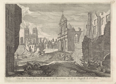 Ruins in the Rue de la Berg in Brussels, 1695, Richard van Orley (II), 1695 Canvas Print