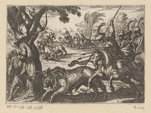 Hunt for bison, Antonio Tempesta, 1598 Canvas Print