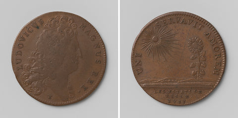 Louis XIV, King of France, calculation medal minted by order of the States of Lille, Thomas Bernard, 1713 Canvas Print