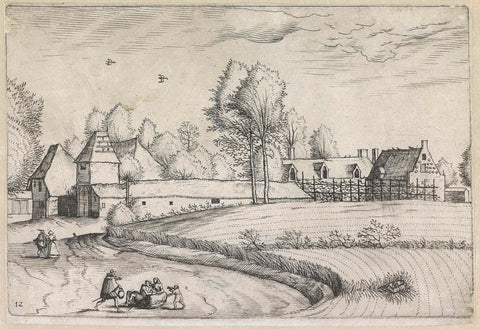 Farms along a cornfield, Johannes or Lucas van Doetechum, 1601 - before 1633 Canvas Print