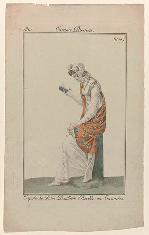 Journal des Dames et des Modes, Costume Parisien, 10 November 1810, (1100): Capote de Satin (...), anonymous, 1810 Canvas Print