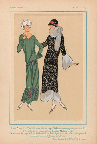 Très Parisien, 1923, No. 10: 10. - FRIENDSHIP. - Very pretty this dress..., anonymous, 1923 Canvas Print