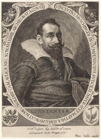 Portrait of Vinzenz Muschinger, Aegidius Sadeler, 1624 - 1650 Canvas Print