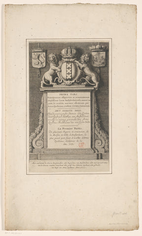 Pedestal with the coat of arms of Amsterdam, Hubert Quellinus, 1655 Canvas Print