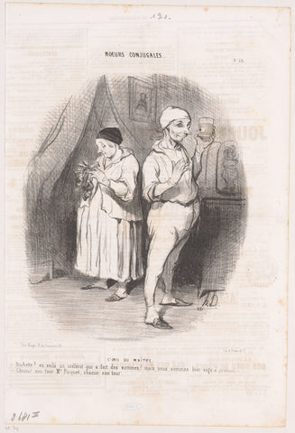 Ouder echtpaar met pruik en kunstoog, Honoré Daumier, 1842 Canvas Print