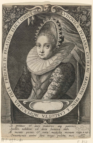 Portrait of Louise Juliana of Orange-Nassau, Crispijn van de Passe (I), 1585 - 1637 Canvas Print