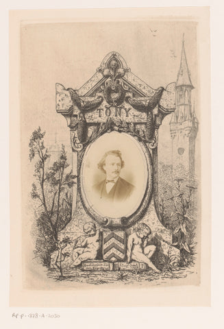 Memorial with portrait of Anton Bergmann, Willem Geets, 1874 Canvas Print