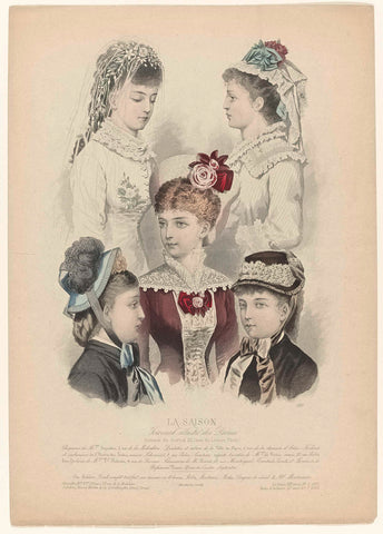 La Saison, Journal illustré des Dames, 1879, 12th year, No. 2, No. 529: Chapeaux de Mme Dujardin (...), anonymous, 1879 Canvas Print