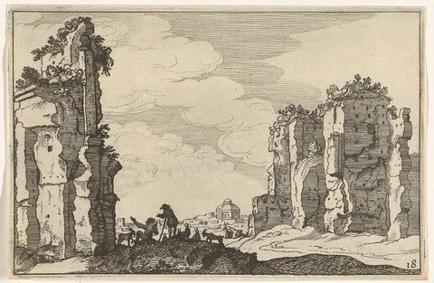 Ruin of the Baths of Caracalla, Willem van Nieulandt (II), 1618 Canvas Print