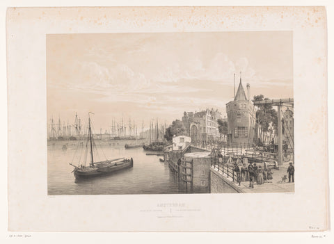 View of the Oosterdok in Amsterdam, Philippe Benoist, 1851 Canvas Print