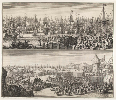 Departure from William III to England and arrival there, 1688, Johannes Jacobsz van den Aveele, 1689 Canvas Print