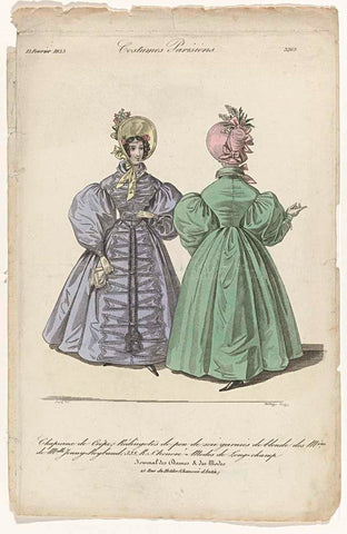 Journal des Dames et des Modes, 15 February 1835 , No. 3263 : Pancake hats; (...), Willaeys, 1835 Canvas Print