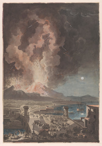 Eruption of Mt Vesuvius, Seen from the Ponte della Maddalena in Naples, Francesco Piranesi, c. 1783 Canvas Print