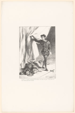 Hamlet at the corpse of Polonius, Eugène Delacroix, 1835 Canvas Print