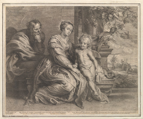 Holy Family with parrot, Schelte Adamsz. Bolswert, 1596 – 1659 Canvas Print