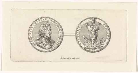 Medal with the portrait of Henry IV, with laurel wreath, Bernard Picart, 1720 Canvas Print