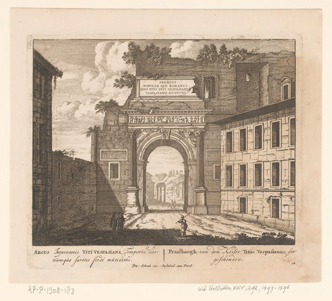 View of the Arch of Titus, in Rome, anonymous, Pieter Schenk (I), 1705 Canvas Print