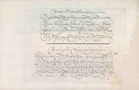 Two writing examples: the bastarde and the Dutch running letter, Simon Frisius, 1605 Canvas Print