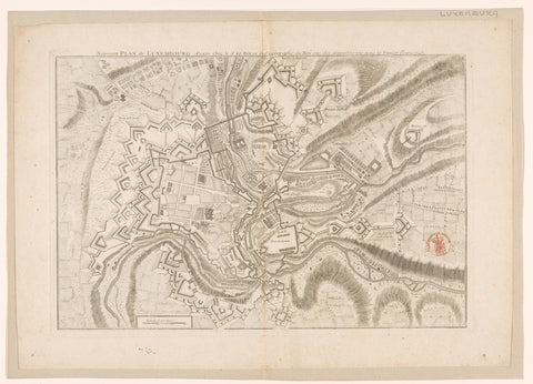 Fortress map of Luxembourg, anonymous, 1745 Canvas Print